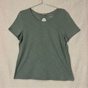Talbots Sage Green Short Sleeve Crewneck Top Cotton Blend Classic Womens Large